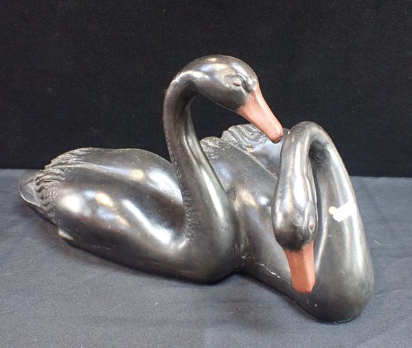 ELIZABETH SCOTT TAGGART: SCULPTURE OF A PAIR OF SWANS