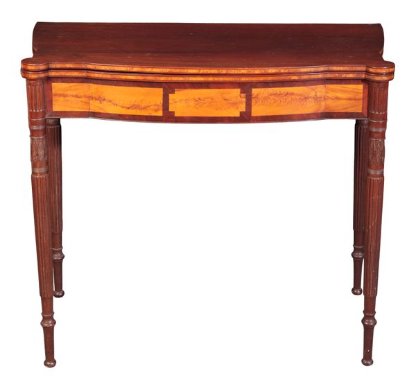 AN AMERICAN FEDERAL MAHOGANY AND SATINWOOD TEA TABLE IN THE MANNER OF JOHN AND THOMAS SEYMOUR