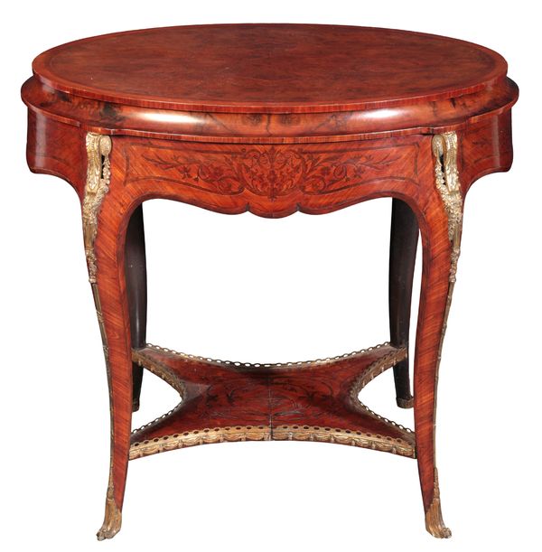 A LOUIS XV STYLE KINGWOOD, WALNUT AND MARQUETRY JARDINIÈRE STAND