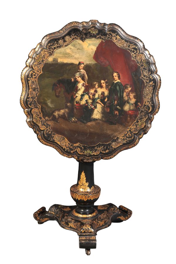 A VICTORIAN PAPIER MACHÉ OCCASIONAL TABLE