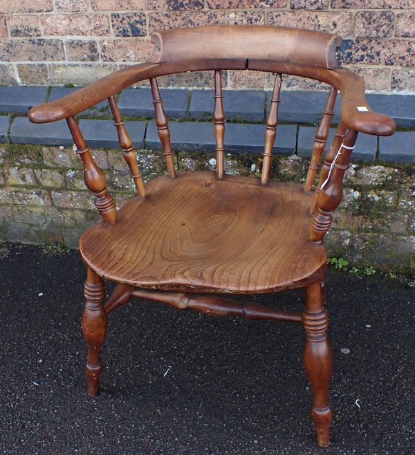 A 19TH CENTURY SMOKER'S BOW ARMCHAIR