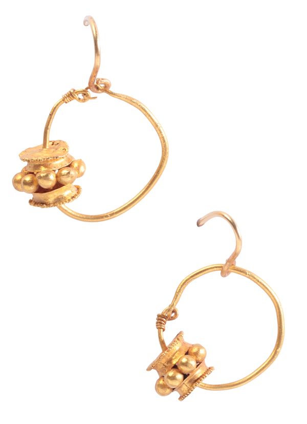 A PAIR OF ROMAN REVIVAL HOOP EARRINGS