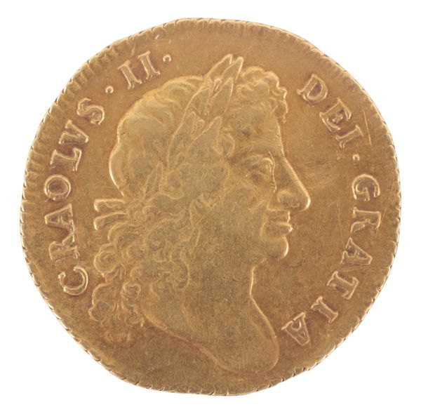 A 1675 CHARLES II GUINEA "CRAOLVS"