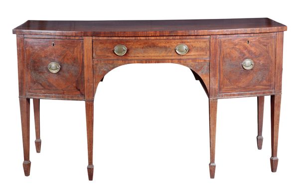 A GEORGE III MAHOGANY BOW FRONT SIDEBOARD