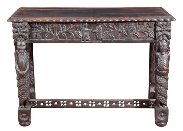 AN ELIZABETHAN STYLE OAK SIDE TABLE