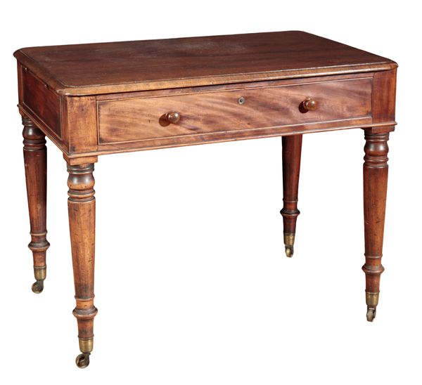 A MAHOGANY LIBRARY DESK OR TABLE BY 'WILKINSON & SONS, 14 LUDGATE HILL HULL'