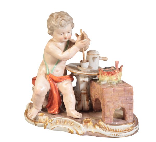 A MEISSEN PORCELAIN FIGURE ‘THE HOT CHOCOLATE MAKER’