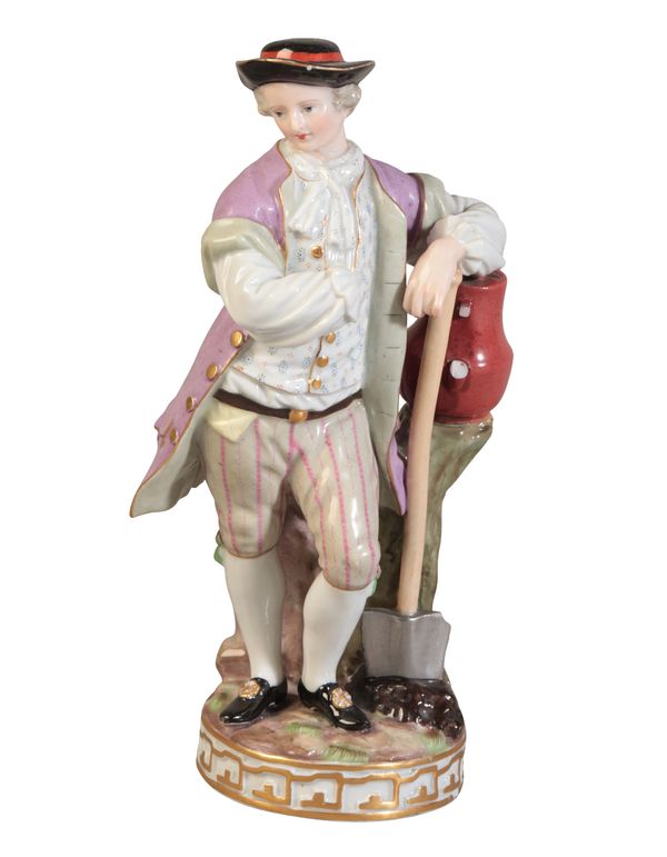 A MEISSEN PORCELAIN FIGURE OF A GARDENER