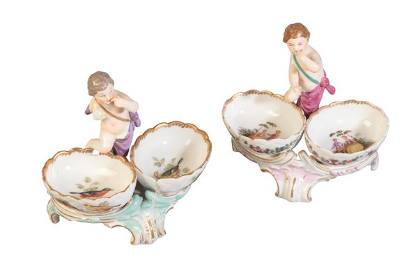 A MATCHED PAIR OF KPM PORCELAIN SALTS