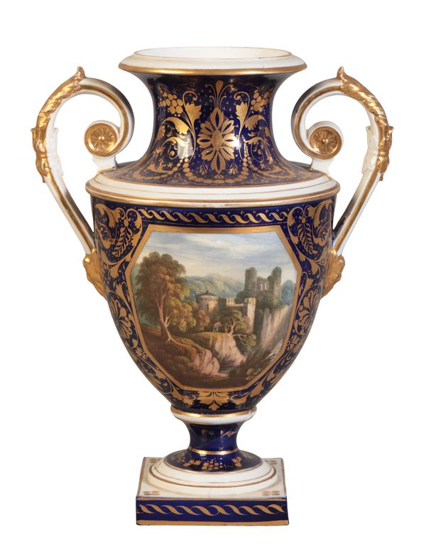 A BLOOR DERBY TWIN-HANDLED URN