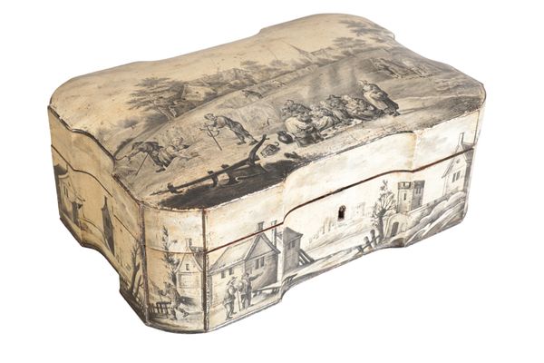 MANNER OF ANTOINE LE LOUP (1730-1802) A BELGIAN GRISAILLE PAINTED BOX OR BOIS DE SPA