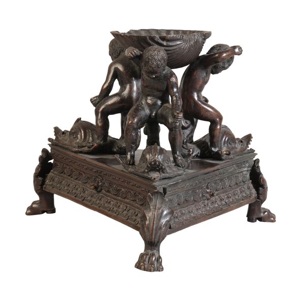 ATTRIBUTED TO THE WORKSHOP OF SEVERO CALZETTA DA RAVENNA (active c.1496-c.1543) AN ITALIAN BRONZE FIGURAL INKWELL