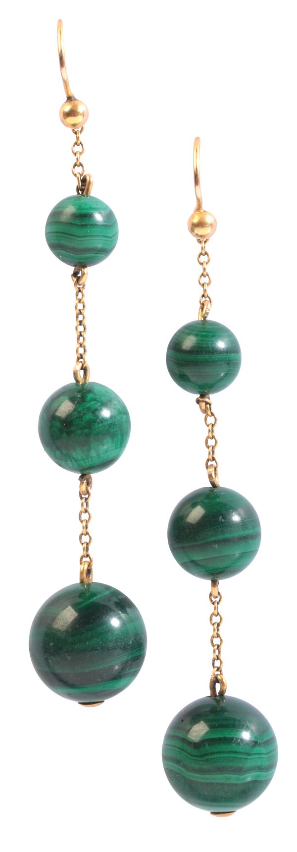 A PAIR OF MALACHITE DROP EARRINGS