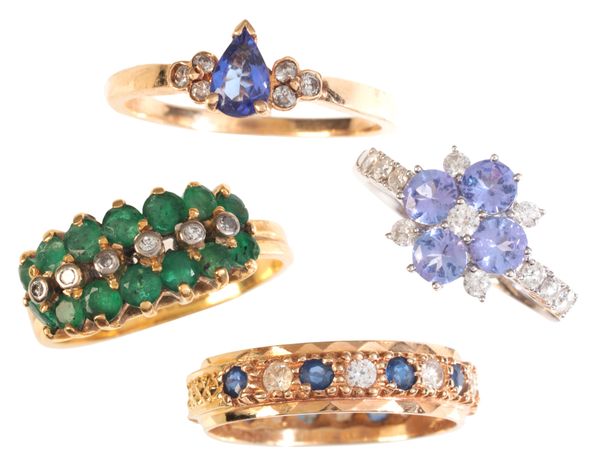 A COLLECTION OF GEM-SET RINGS