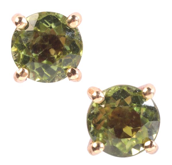 A PAIR OF PERIDOT STUD EARRINGS