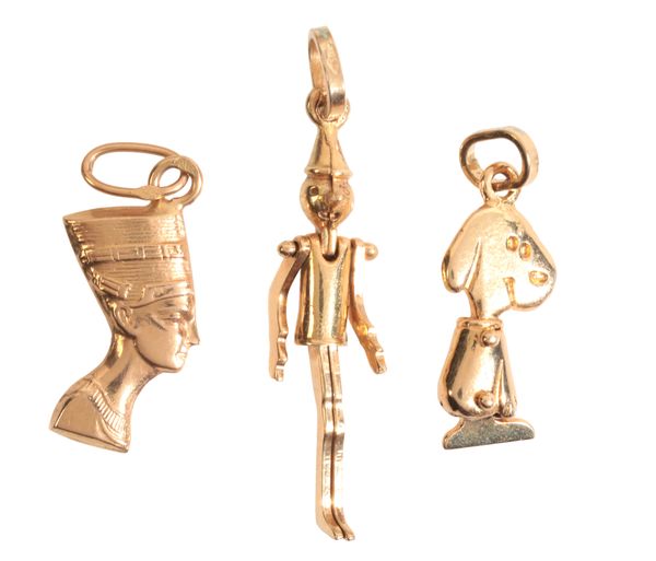 THREE 18CT GOLD CHARMS