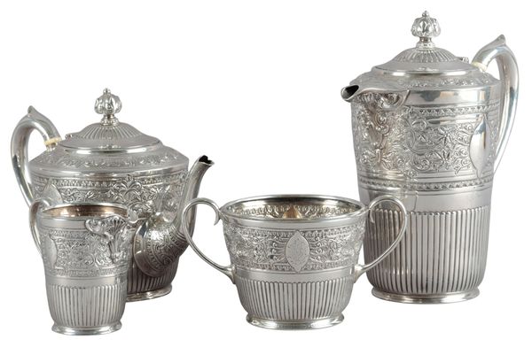 A VICTORIAN SCOTTISH SILVER FOUR PIECE TEA SERVICE