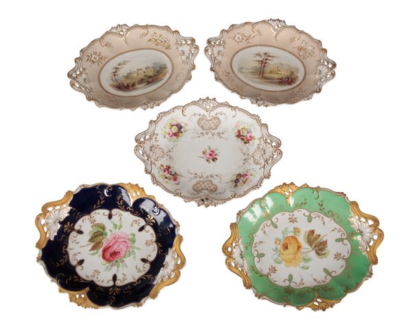 A GROUP OF FIVE H & R DANIEL QUEEN’S SHAPE SERVING DISHES