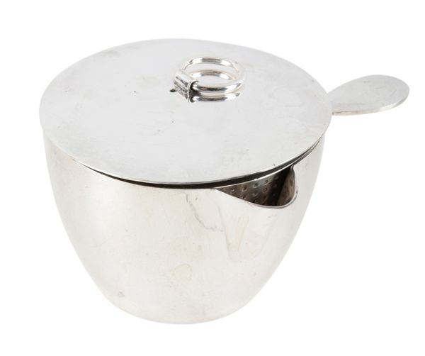 A SILVER PLATED CAMPAIGN TEA MAKER IN LEATHER CASE