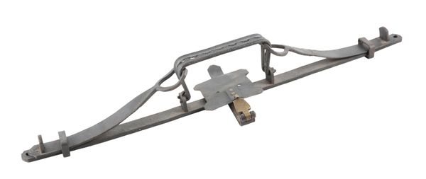 A LARGE CAST IRON DOUBLE SPRING TRAP