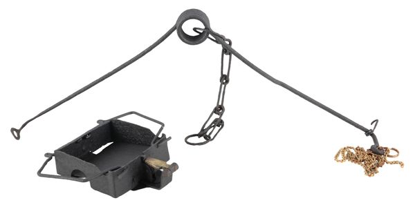 A RARE PHELPS PATENT WROUGHT IRON RABBIT SNARE TRAP