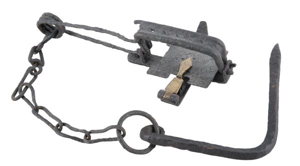 A CRUICKSHANK PATENT WROUGHT IRON RABBIT GIN TRAP
