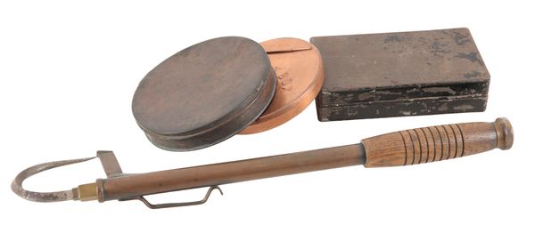 OGDEN SMITH: A BRASS TWO DRAWER FISHING GAFF