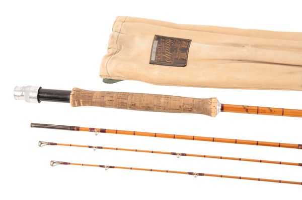 HARDY: A DE LUXE SPLIT CANE THREE PIECE TROUT FLY ROD