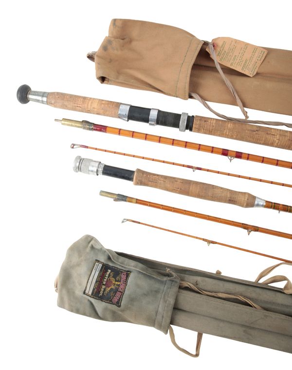 ALLCOCKS: A STANDARD THREE PIECE SPLIT CANE SALMON FLY ROD