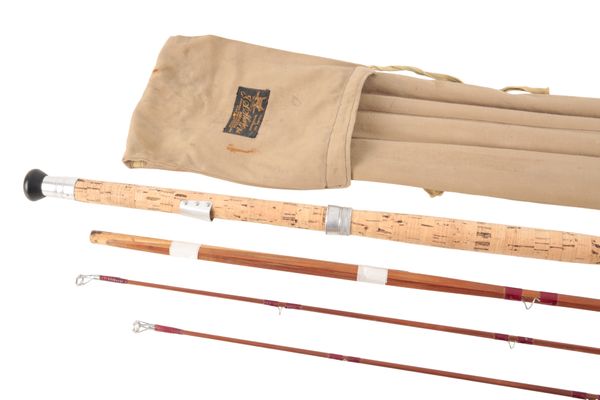 SHARPE'S OF ABERDEEN: A THREE PIECE SPLICED SPLIT CANE SALMON FLY ROD