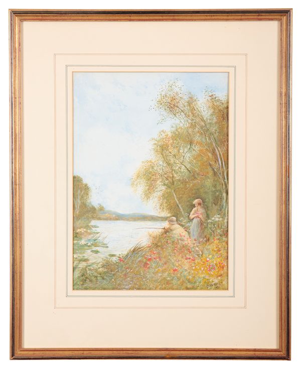 FREDERICK HINES (ACT.1875-1928) A riverside landscape