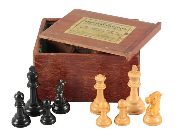 A VICTORIAN EBONY AND BOXWOOD STAUNTON CHESS SET BY JAQUES OF LONDON
