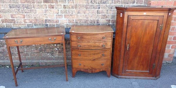 A SMALL REGENCY BOWFRONT NIGHT COMMODE WITH DUMMY DRAWERS