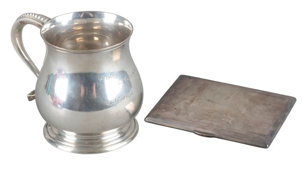 GARRARD & CO: AN ELIZABETH II SILVER TANKARD AND CIGARETTE CASE