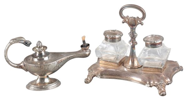 A VICTORIAN SILVER INKSTAND