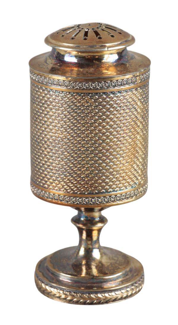 A GEORGE IV SILVER GILT POUNCE POT