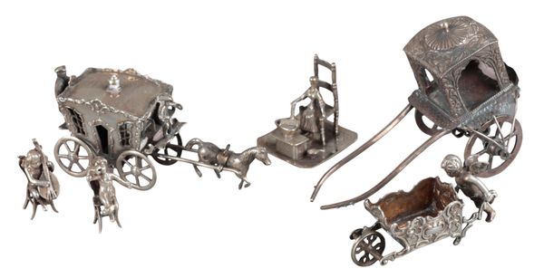 A DUTCH 930 SILVER HORSE AND CARRIAGE
