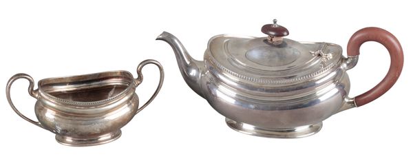 A GEORGE V SILVER TWO PIECE TEA SERVICE