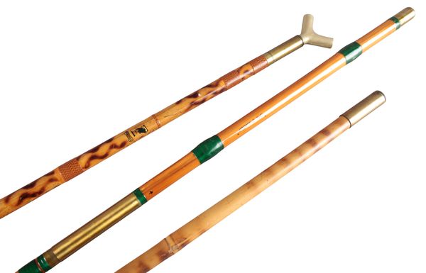 THREE VARIOUS BAMBOO LANDING NETS