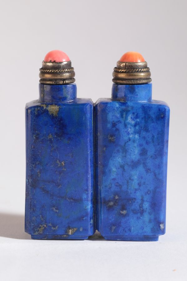 A CHINESE LAPIS LAZULI DOUBLE SNUFF BOTTLE