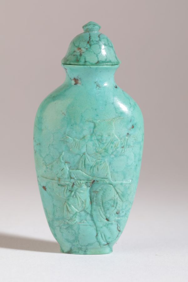 A CHINESE TURQUOISE SNUFF BOTTLE