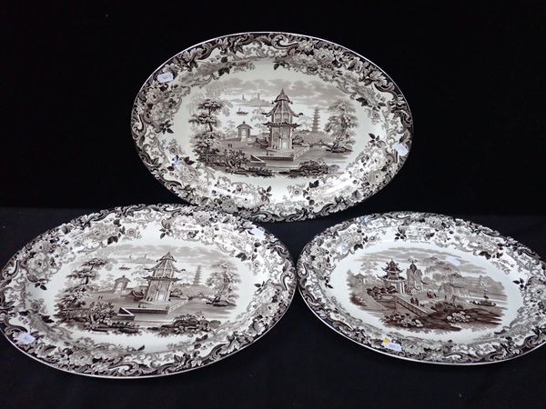 THREE WEDGWOOD MEAT/SERVING PLATTERS