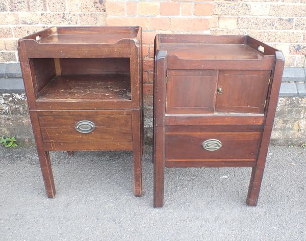 TWO SIMILAR GEORGE III MAHOGANY NIGHT TABLES