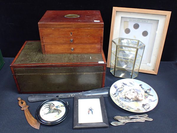 A MAHOGANY AND LEATHER WRITING BOX