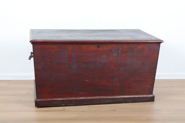 A MAHOGANY CAMPAIGN STYLE CHEST