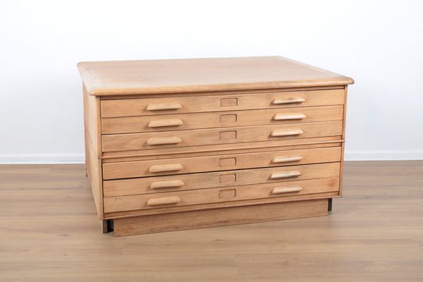 AN OAK 'ABBESS' PLAN CHEST FOR AN ARCHITECT OR DRAFTSMAN