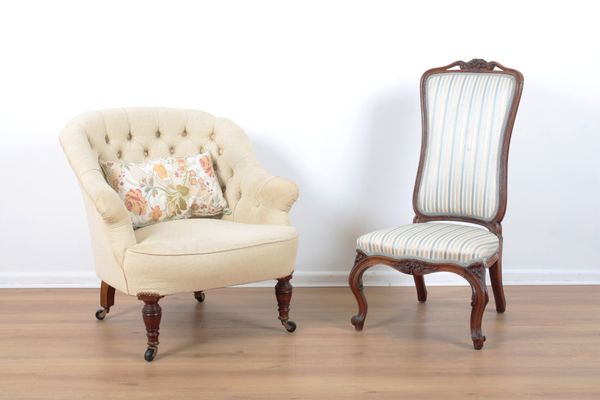 A MAHOGANY ARMCHAIR OR NURSING CHAIR