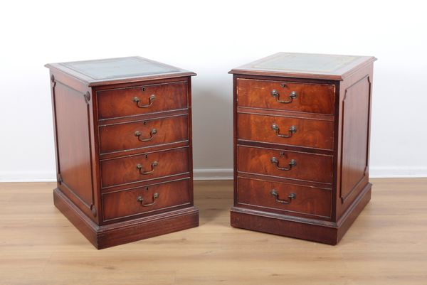 A MATCHED PAIR OF GEORGIAN STYLE MAHOGANY FILING CABINETS