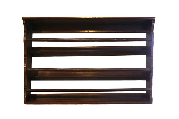 AN OAK AND PINE THREE TIER PLATE RACK