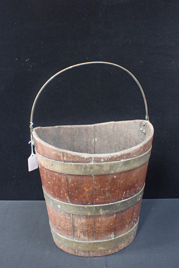 A 19th CENTURY BRASS-BOUND MAHOGANY OVAL BUCKET